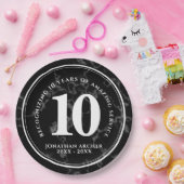 Eleganter schwarzer Marmor 10 Jahre Arbeit Jubiläu Pappteller (Party)