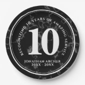 Eleganter schwarzer Marmor 10 Jahre Arbeit Jubiläu Pappteller (Vorderseite)