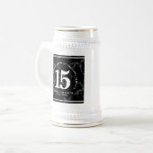 Eleganter schwarzer Marmor 15 Jahre Arbeit Jubiläu Bierglas (Vorderseite Links)