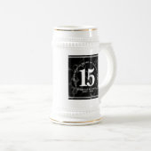 Eleganter schwarzer Marmor 15 Jahre Arbeit Jubiläu Bierglas (VorderseiteRechts)