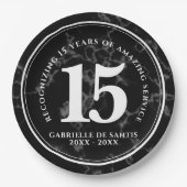 Eleganter schwarzer Marmor 15 Jahre Arbeit Jubiläu Pappteller (Vorderseite)
