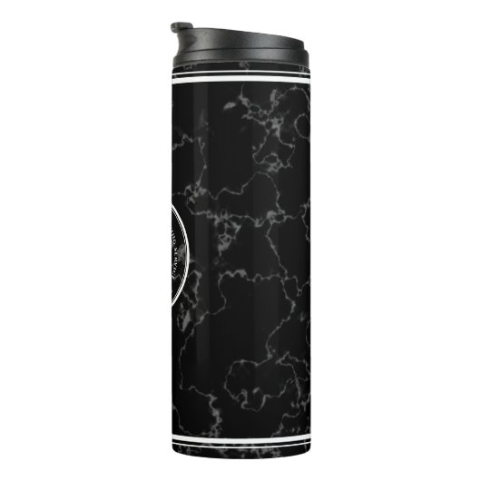 Eleganter schwarzer Marmor 15 Jahre Arbeit Jubiläu Thermosbecher (Nach rechts gedreht)