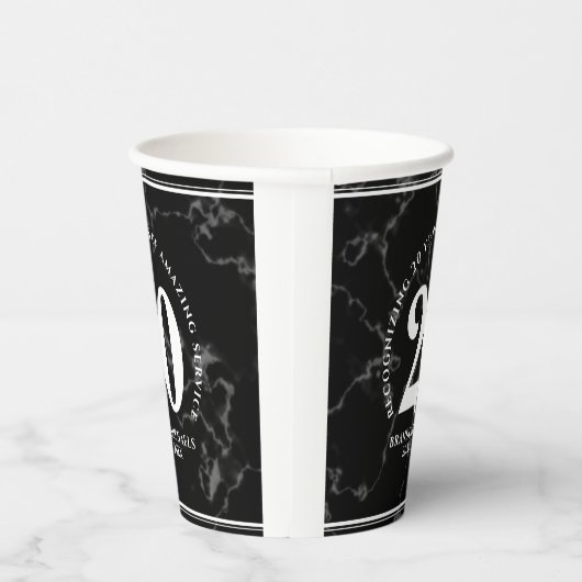 Eleganter schwarzer Marmor 20 Jahre Arbeit Jubiläu Pappbecher (Rechts)