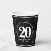 Eleganter schwarzer Marmor 20 Jahre Arbeit Jubiläu Pappbecher (Vorderseite)