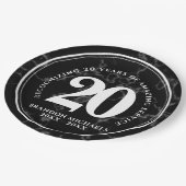 Eleganter schwarzer Marmor 20 Jahre Arbeit Jubiläu Pappteller (Schrägansicht)