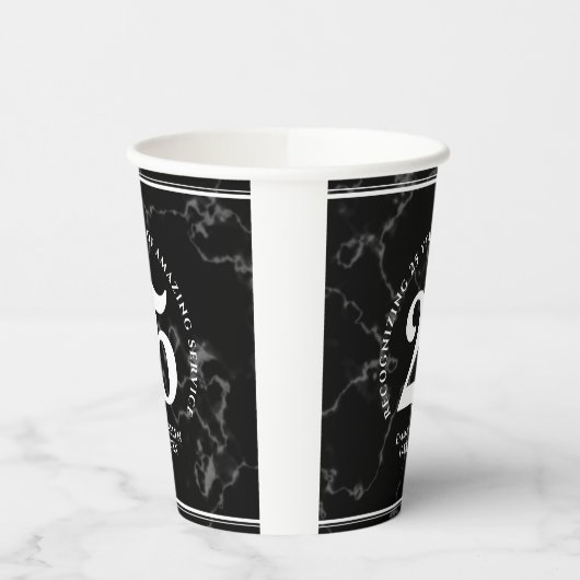 Eleganter schwarzer Marmor 25 Jahre Arbeit Jubiläu Pappbecher (Links)