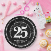 Eleganter schwarzer Marmor 25 Jahre Arbeit Jubiläu Pappteller (Party)