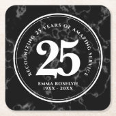 Eleganter schwarzer Marmor 25 Jahre Arbeit Jubiläu Rechteckiger Pappuntersetzer (Vorderseite)