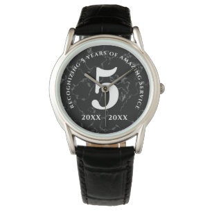 Eleganter schwarzer Marmor 5 Jahre Arbeit Jubiläum Armbanduhr