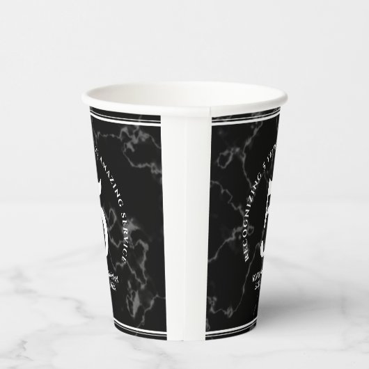 Eleganter schwarzer Marmor 5 Jahre Arbeit Jubiläum Pappbecher (Rechts)