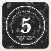 Eleganter schwarzer Marmor 5 Jahre Arbeit Jubiläum Rechteckiger Pappuntersetzer (Vorderseite)