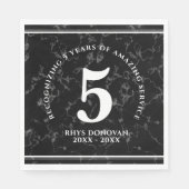 Eleganter schwarzer Marmor 5 Jahre Arbeit Jubiläum Serviette (Vorderseite)