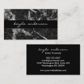 Eleganter Schwarzer Marmor Abstrakt Beruflich Visitenkarte (Vorne/Hinten)
