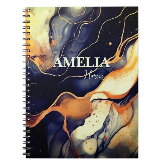 Eleganter, schwarzer Marmor Imitat Gold Glitzer Notizblock (Vorderseite)