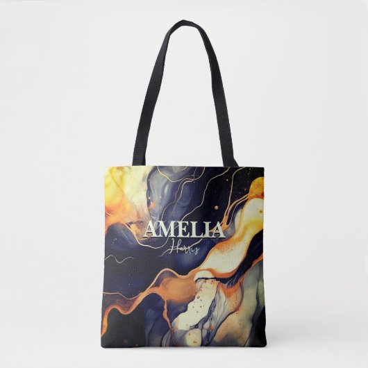 Eleganter, schwarzer Marmor Imitat Gold Glitzer Tasche (Vorderseite)