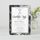 Eleganter schwarzer Marmor, Krankenschwester Gradu Einladung (Stehend Vorderseite)