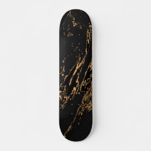Eleganter schwarzer Marmor mit falschem Gold Skateboard