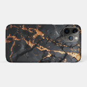 Eleganter schwarzer Marmor mit goldenen Adern Mode Case-Mate iPhone Hülle (Rückseite (Horizontal))