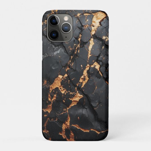 Eleganter schwarzer Marmor mit goldenen Adern Mode Case-Mate iPhone Hülle (Rückseite)
