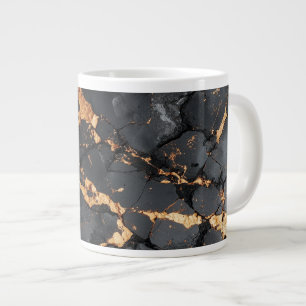 Eleganter schwarzer Marmor mit goldenen Adern Mode Jumbo-Tasse