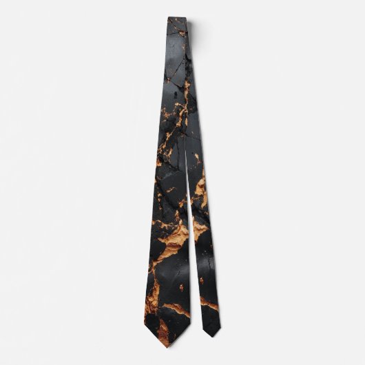 Eleganter schwarzer Marmor mit goldenen Adern Mode Krawatte (Vorderseite)