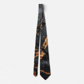 Eleganter schwarzer Marmor mit goldenen Adern Mode Krawatte (Rückseite)