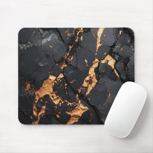 Eleganter schwarzer Marmor mit goldenen Adern Mode Mousepad (Mit Mouse)