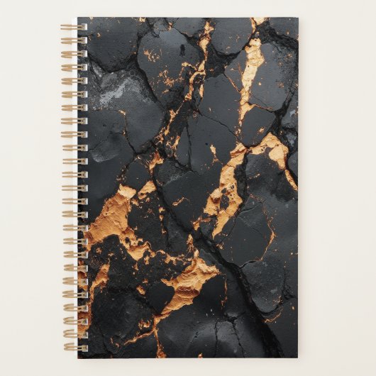Eleganter schwarzer Marmor mit goldenen Adern Mode Planer (Vorderseite)