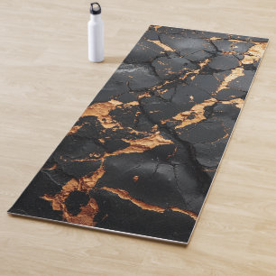 Eleganter schwarzer Marmor mit goldenen Adern Mode Yogamatte