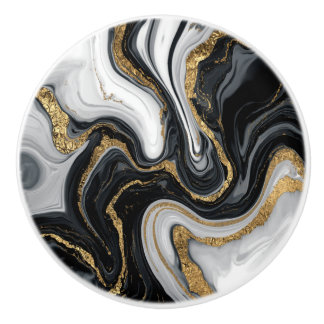 Eleganter schwarzer Marmor mit goldener Textur Keramikknauf