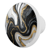 Eleganter schwarzer Marmor mit goldener Textur Keramikknauf (Rechts)
