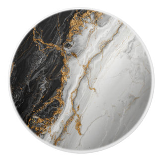 Eleganter schwarzer Marmor mit goldener Textur Keramikknauf