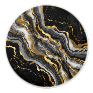Eleganter schwarzer Marmor mit goldener Textur Keramikknauf
