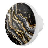 Eleganter schwarzer Marmor mit goldener Textur Keramikknauf (Rechts)
