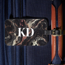 Eleganter schwarzer Marmor Modernes & stilvolles R Gepäckanhänger