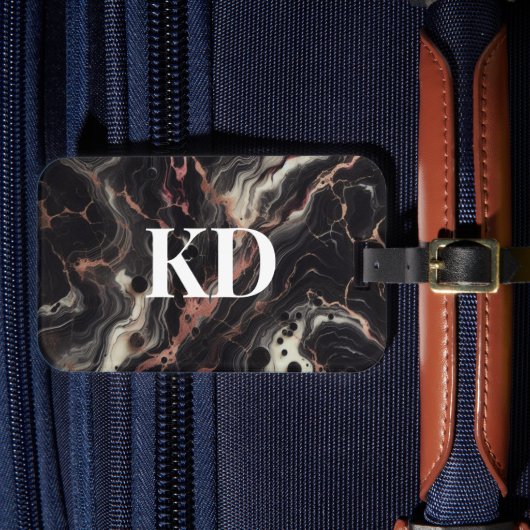 Eleganter schwarzer Marmor Modernes & stilvolles R Gepäckanhänger (Vorderseite Insitu 4)