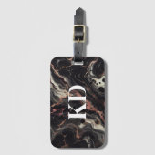 Eleganter schwarzer Marmor Modernes & stilvolles R Gepäckanhänger (Vorderseite Vertikal)