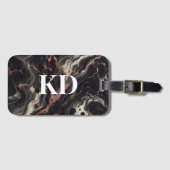 Eleganter schwarzer Marmor Modernes & stilvolles R Gepäckanhänger (Vorderseite (Horizontal))