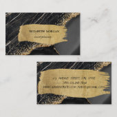 Eleganter Schwarzer Marmor Pinselstrich Visitenkarte (Vorne/Hinten)