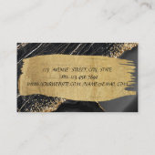 Eleganter Schwarzer Marmor Pinselstrich Visitenkarte (Rückseite)