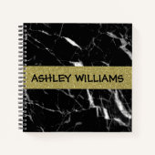 Eleganter schwarzer Marmor und Gold Notizblock (Vorderseite)