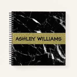 Eleganter schwarzer Marmor und Gold Notizblock