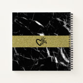 Eleganter schwarzer Marmor und Gold Notizblock (Rückseite)