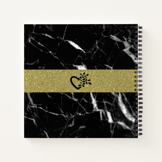 Eleganter schwarzer Marmor und Gold Notizblock (Rückseite)