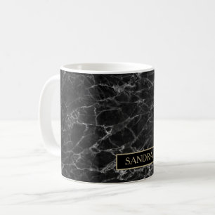 Eleganter schwarzer Marmordruck mit Namen Kaffeetasse