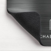 Eleganter schwarzer Metall-Monogramm-Name Mousepad (Ecke)