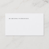 eleganter schwarzer Minimalstil Visitenkarte (Rückseite)