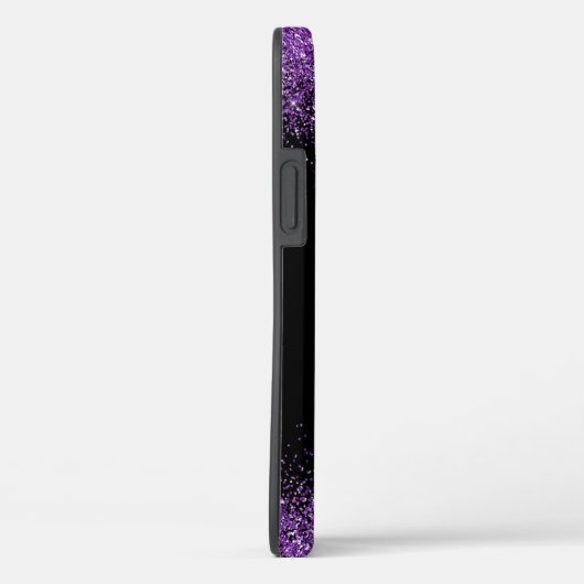 Eleganter Schwarzer Monogramm-Lila Glitzer Case-Mate iPhone Hülle (Rückseite / Rechts)