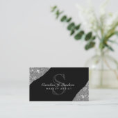 Eleganter, schwarzer Monogramm-Makeup-Künstler Visitenkarte (Stehend Vorderseite)