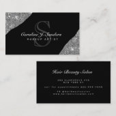 Eleganter, schwarzer Monogramm-Makeup-Künstler Visitenkarte (Vorne/Hinten)